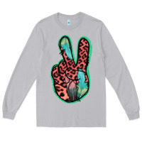 Feather Pink Leopard Peace Sign Long Sleeve Tee | Teevron