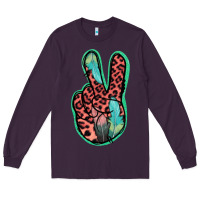 Plum Feather Pink Leopard Peace Sign Long Sleeve Tee - Jasminsmagicworld
