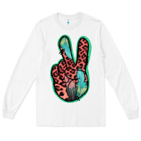 White Feather Pink Leopard Peace Sign Long Sleeve Tee - Jasminsmagicworld