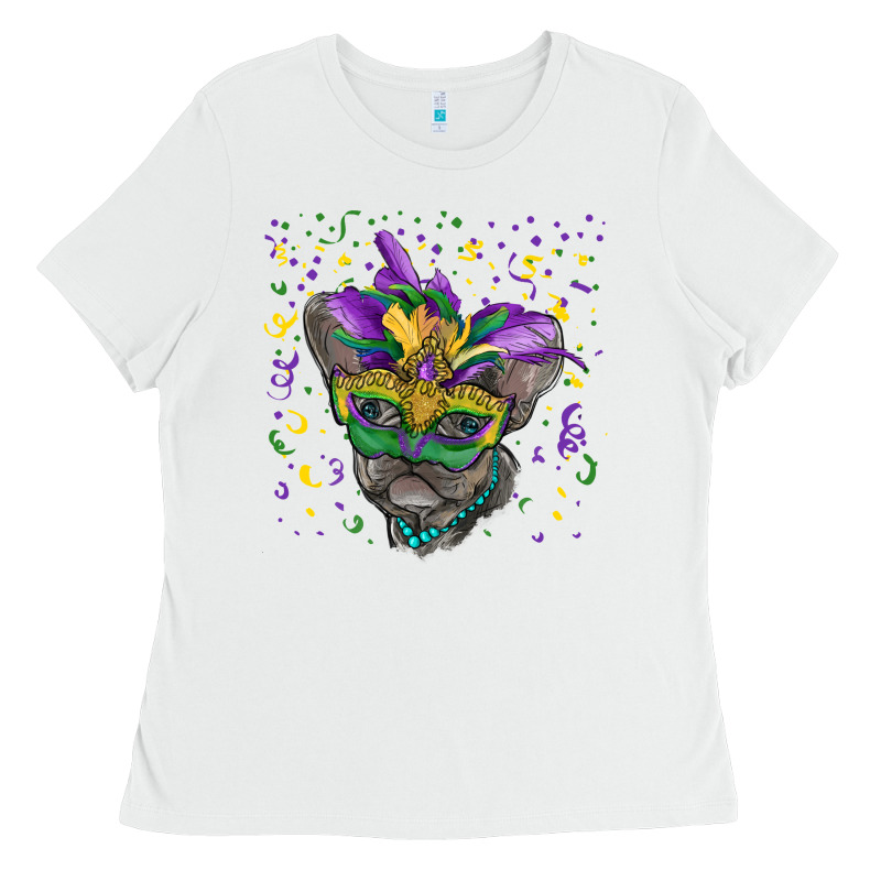 Mardi Gras Mask French Bulldog Ladies Tee by RanaPortraitStore | Teevron