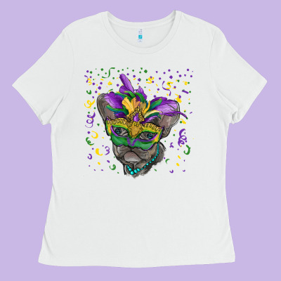 Ladies Tee Mardi gras mask french bulldog