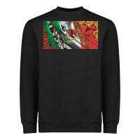 Black mexico flag cowhide leopard sunflower and roses licanse  plate Heavyweight Sweatshirt - Artiststas