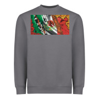 Mexico Flag Cowhide Leopard Sunflower And Roses Licanse  Plate Heavyweight Sweatshirt | Teevron