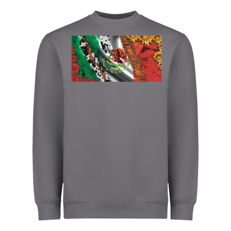 Mexico Flag Cowhide Leopard Sunflower And Roses Licanse  Plate Heavyweight Sweatshirt by Artiststas | Teevron