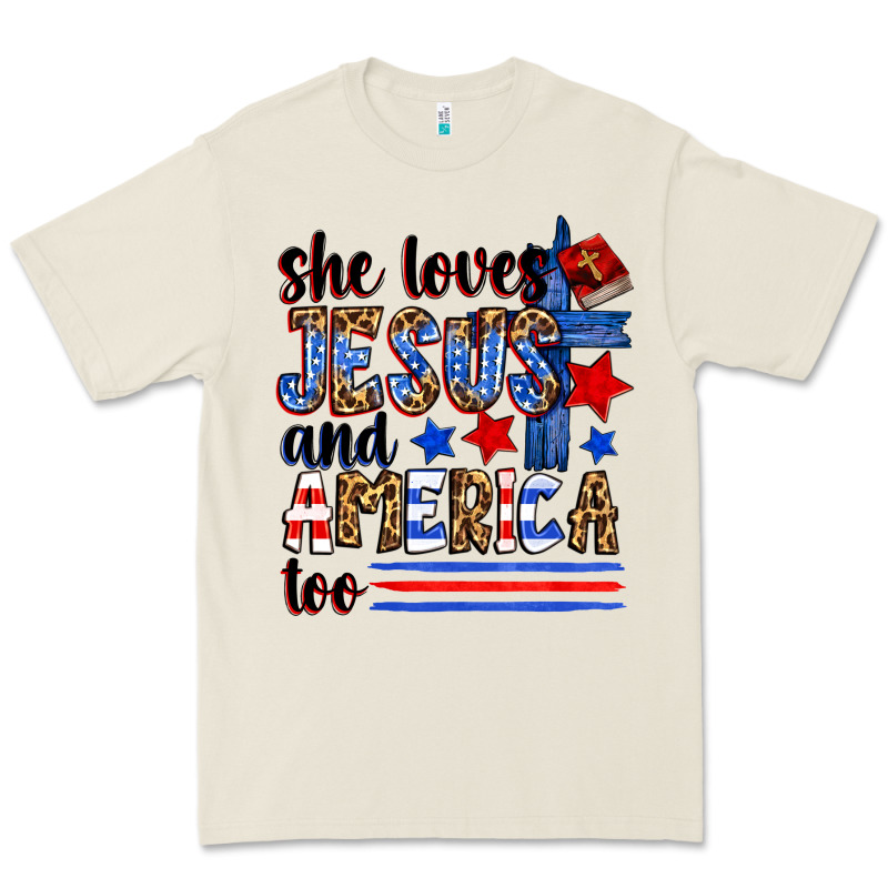 She Loves Jesus And America Too Premium Tee by Zillion Design Studio | Teevron