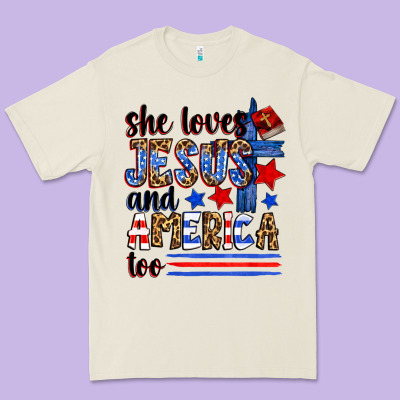 She Loves Jesus And America Too Premium Tee Designed By Zillion Design Studio