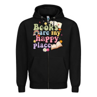 Black books are my happy place Zipper Hoodie - MaliasSmallBusiness