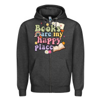 Charcoal Heather books are my happy place Zipper Hoodie - MaliasSmallBusiness
