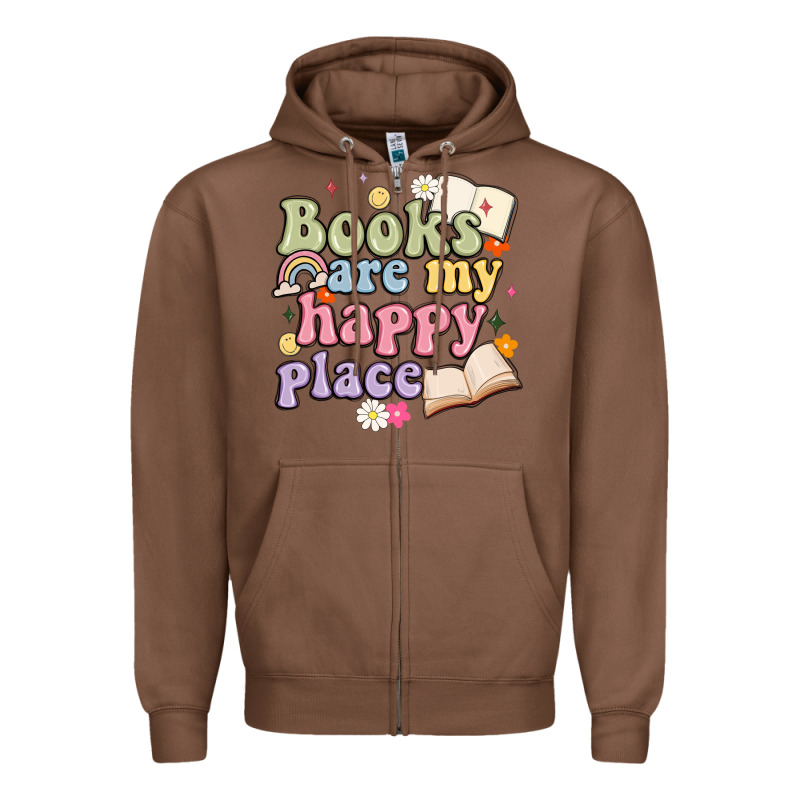 Books Are My Happy Place Zipper Hoodie by MaliasSmallBusiness | Teevron