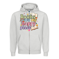 Dove Grey books are my happy place Zipper Hoodie - MaliasSmallBusiness