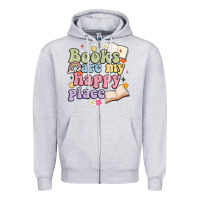 Heather Grey books are my happy place Zipper Hoodie - MaliasSmallBusiness