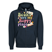 Navy books are my happy place Zipper Hoodie - MaliasSmallBusiness