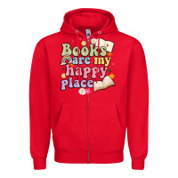 Red books are my happy place Zipper Hoodie - MaliasSmallBusiness