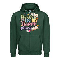 Sports Green books are my happy place Zipper Hoodie - MaliasSmallBusiness
