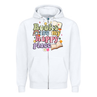 White books are my happy place Zipper Hoodie - MaliasSmallBusiness