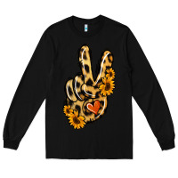 Black Leopard Sunflower Peace Sign Long Sleeve Tee - Jasminsmagicworld
