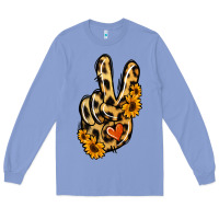 Colony Blue Leopard Sunflower Peace Sign Long Sleeve Tee - Jasminsmagicworld