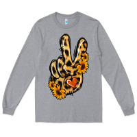 Heather Grey Leopard Sunflower Peace Sign Long Sleeve Tee - Jasminsmagicworld