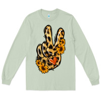 Matcha Leopard Sunflower Peace Sign Long Sleeve Tee - Jasminsmagicworld