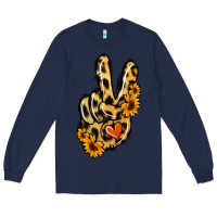 Navy Leopard Sunflower Peace Sign Long Sleeve Tee - Jasminsmagicworld