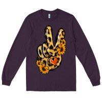 Plum Leopard Sunflower Peace Sign Long Sleeve Tee - Jasminsmagicworld