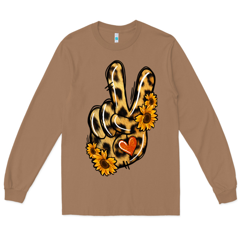 Leopard Sunflower Peace Sign Long Sleeve Tee by Jasminsmagicworld | Teevron