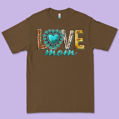 Love Mom Western Premium Tee Designed By Texasbilliewilder