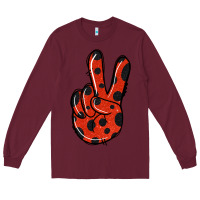 Burgundy Ladybug Peace Sign Long Sleeve Tee - Jasminsmagicworld
