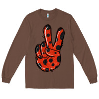 Chestnut Ladybug Peace Sign Long Sleeve Tee - Jasminsmagicworld