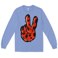Colony Blue Ladybug Peace Sign Long Sleeve Tee - Jasminsmagicworld