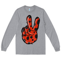 Heather Grey Ladybug Peace Sign Long Sleeve Tee - Jasminsmagicworld