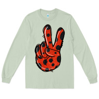 Matcha Ladybug Peace Sign Long Sleeve Tee - Jasminsmagicworld