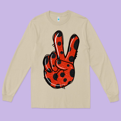 Ladybug Peace Sign Long Sleeve Tee Designed By Jasminsmagicworld