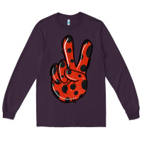 Plum Ladybug Peace Sign Long Sleeve Tee - Jasminsmagicworld