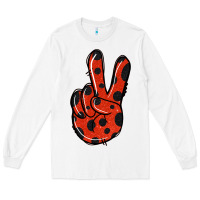 White Ladybug Peace Sign Long Sleeve Tee - Jasminsmagicworld