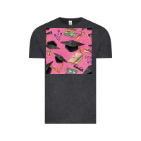 Vintage Black pink glitter graduation seamless pattern Vintage Tee - BundleAndBundleShop