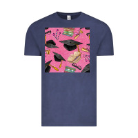 Vintage Denim pink glitter graduation seamless pattern Vintage Tee - BundleAndBundleShop