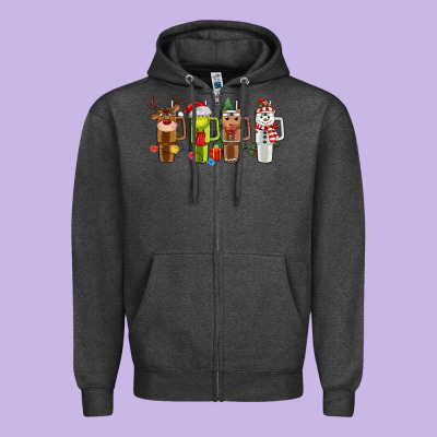 Obsessive Cup Disorder Christmas Zipper Hoodie Designed By Maliassmallbusiness