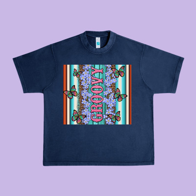 Groovy With Flowers And Butterflies Urban Heavy Tee Designed By Artiststas