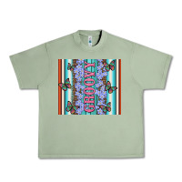 Oil Green groovy with flowers and Butterflies Urban Heavy Tee - Artiststas
