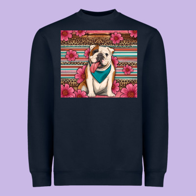 British Bulldog Floral Serape Tumbler Heavyweight Sweatshirt Designed By Artiststas