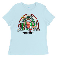 Baby Blue Christmas nurselife rainbow Ladies Tee - JahusDesignShop