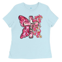 Baby Blue faith cancer cross Ladies Tee - Zillion Design Studio