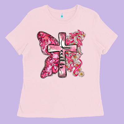Faith Cancer Cross Ladies Tee Designed By Zillion Design Studio