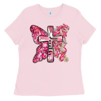 Bubblegum Pink faith cancer cross Ladies Tee - Zillion Design Studio