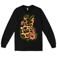 Black Leopard Floral Peace Sign Long Sleeve Tee - Jasminsmagicworld