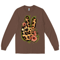 Chestnut Leopard Floral Peace Sign Long Sleeve Tee - Jasminsmagicworld