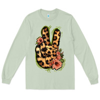 Matcha Leopard Floral Peace Sign Long Sleeve Tee - Jasminsmagicworld