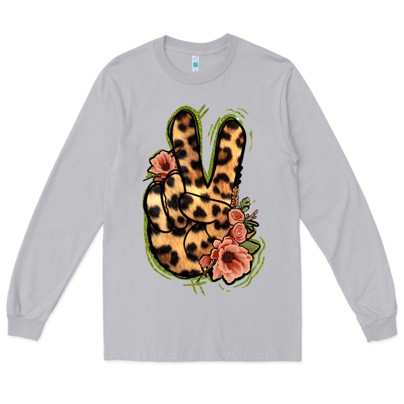 Leopard Floral Peace Sign Long Sleeve Tee by Jasminsmagicworld | Teevron