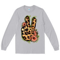 Moon Dust Leopard Floral Peace Sign Long Sleeve Tee - Jasminsmagicworld